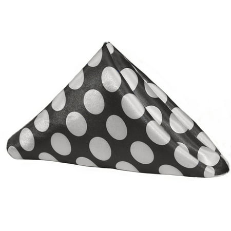 Your Chair Covers 20 Inch Satin Cloth Napkins Black White Polka Dots Pack Of 10 For Wedding Party Birthday Patio Etc