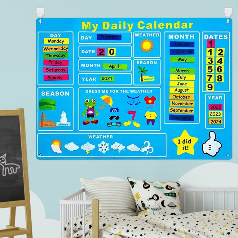 ALIMARO My First Daily Calendar Felt-Board for Toddlers Today Calendar  Chart Hanging Board for Wall Date Weather Season Month Preschool  Educational Early Learning Play Felt-Board Kit - Walmart.com