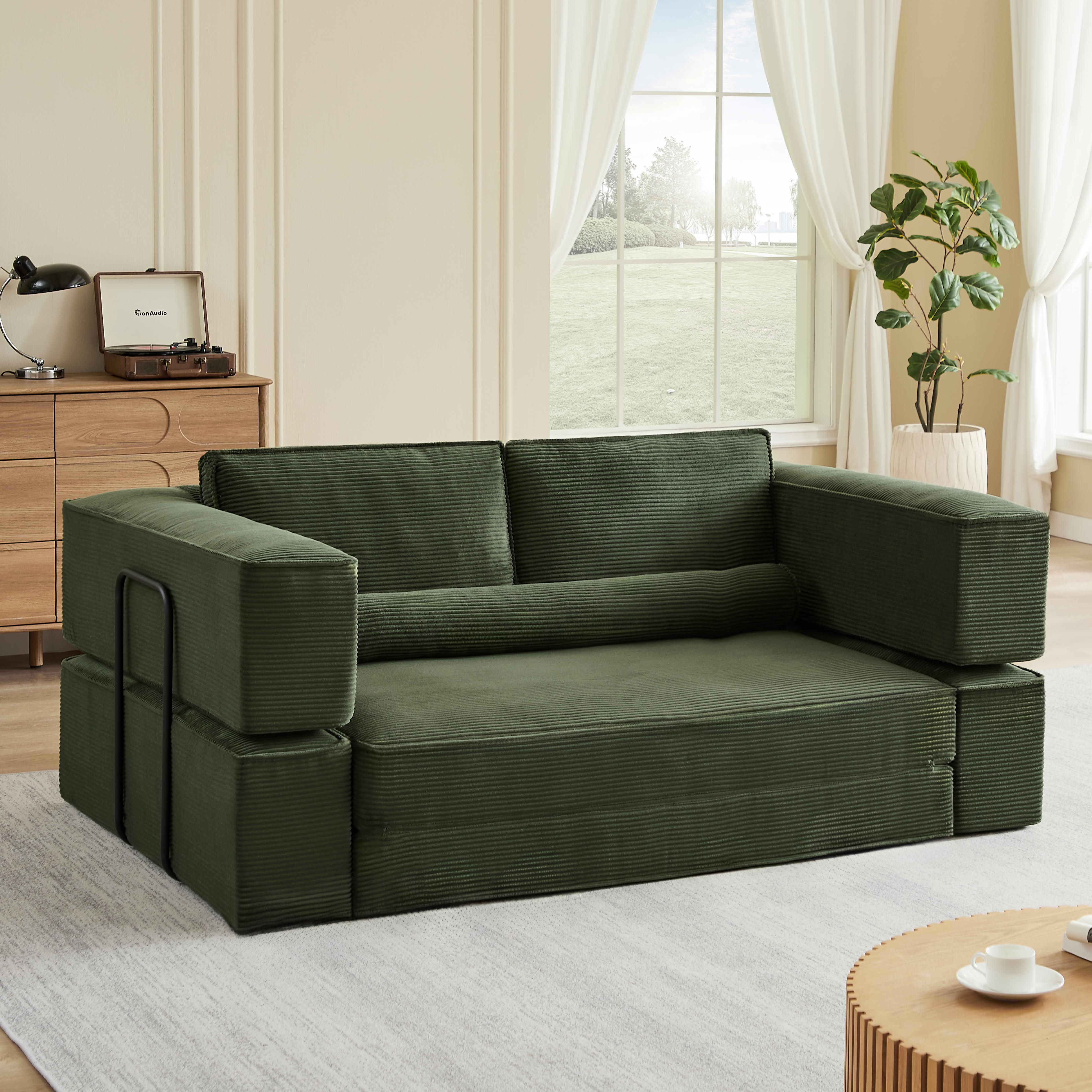 MAYEERTY Large Modern Corduroy Modular Sofa Set with Sturdy Metal Frame, Versatile for Living Room & Parent-Child Activities