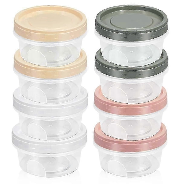 8pcs Round Plastic Containers With Lids, Reuseable Small Freezer Storage Container Jars With Screw Lid 500ml