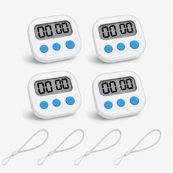 YEMNPIOS 4 Pack Small Digital Timer for Cooking with Lanyard Magnetic Back and On Off Switch Second Minute Count Up Countdown Kitchen
