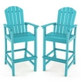thumbnail image 1 of Gymax Set Of 2 Outdoor HDPE Bar Height Stool Patio Tall Chair Armrest Footrest All Weather Turquoise, 1 of 10
