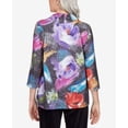 thumbnail image 5 of Alfred Dunner Womens Petite Brushstroke Floral Cowl Neck Top, 5 of 6