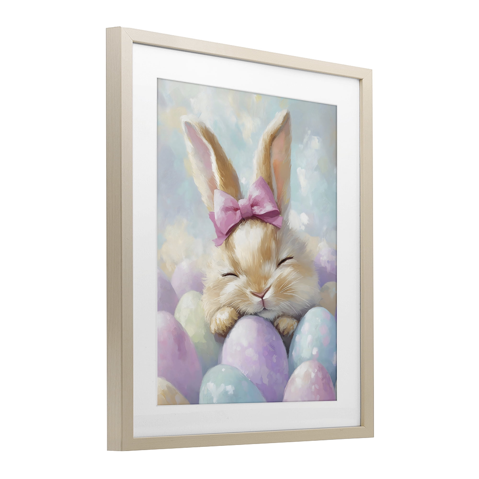 Stupell Industries Sleeping Easter Bunny with Eggs Birch Framed Print Under Glass, design by The Prints Vibe