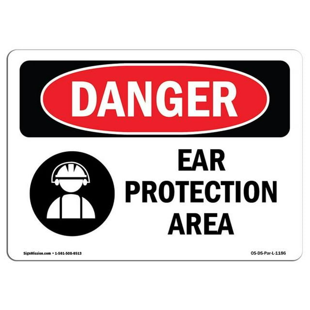 SignMission OS-DS-A-1218-L-1186 Panneau de Danger OSHA 12 x 18 Po - Protection des Oreilles