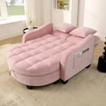 thumbnail image 2 of Modern Double Sofa Chaise Lounge with Irregular Armrests and Backrests, Footrest with Storage Space, 2-seater Sofa Bed for Living Room, Bedroom, Office, Pink, 2 of 9