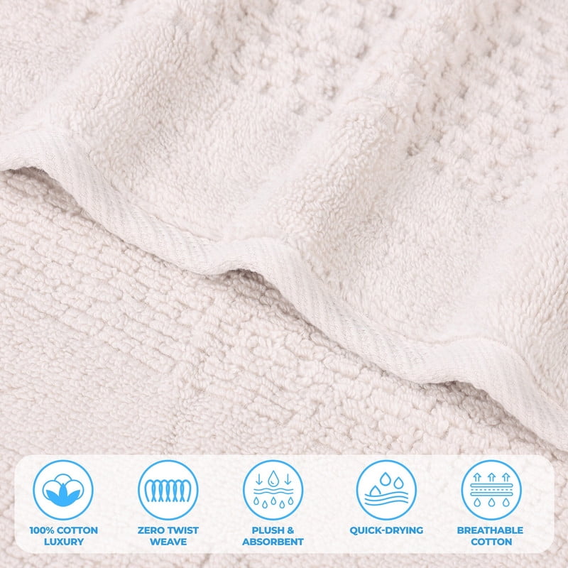 Superior Playa Zero Twist Cotton Solid Waffle Textured 8 Piece Towel Set, Silver