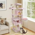 thumbnail image 4 of Costway 65" Tall Multi-level Cat Tree with 3 Upholstered Top Perch 2 Cat Condos Cat Basket Pink, 4 of 10
