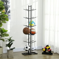 Soozier 12-Ball Sports Rack, Ball Holder Basketball Rack for Garage, Classroom or Gym, Athletic Gear Organizer