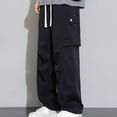 thumbnail image 5 of UVEASISHA Lightweight Cargo Pants for Men Athletic Quick Dry Hiking Pants Loose Straight Wide Leg Trousers Elastic Waist Drawstring Work Pants with pockets Black 3XL, 5 of 5