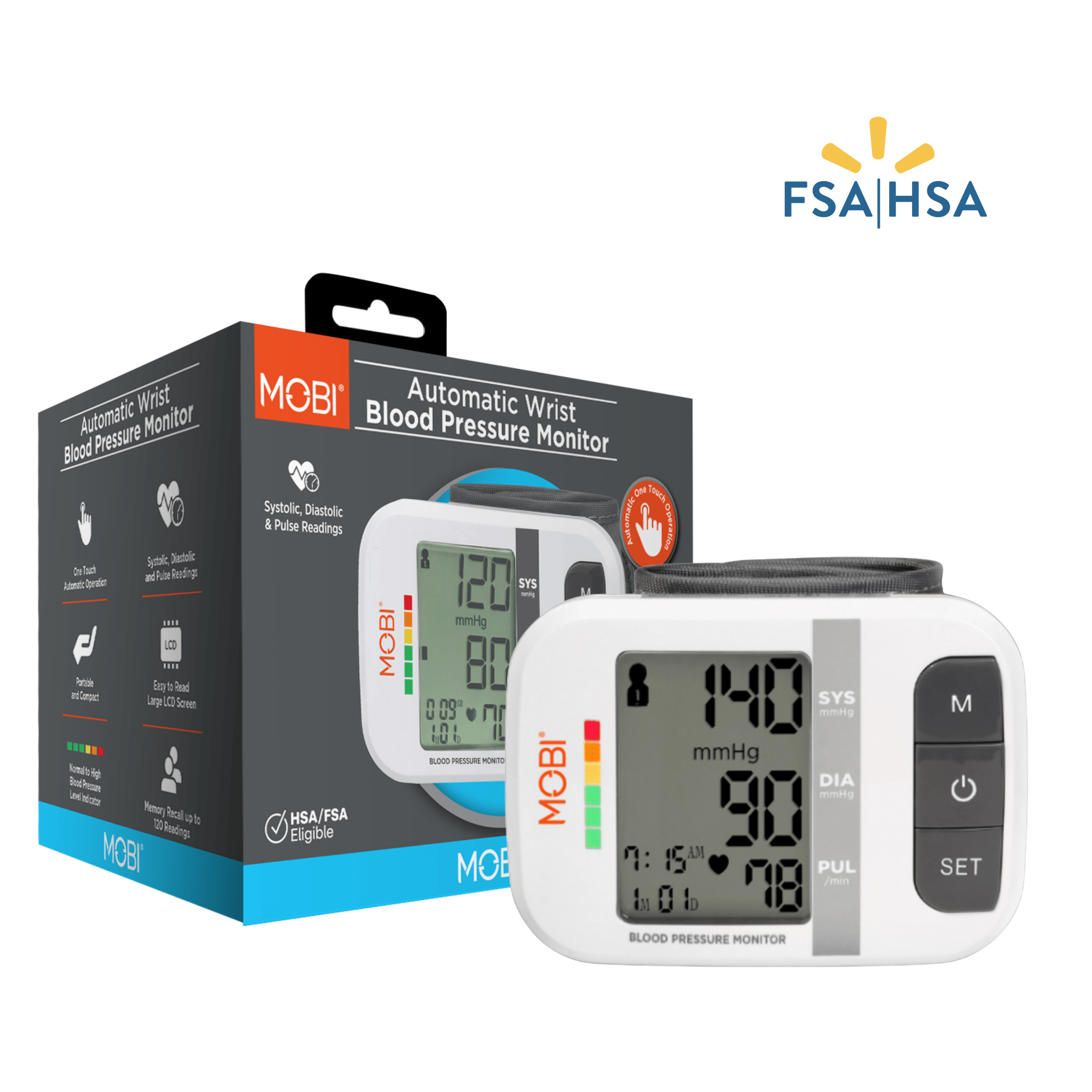 MOBI Wrist Blood Pressure Monitor with Large LCD photo 1