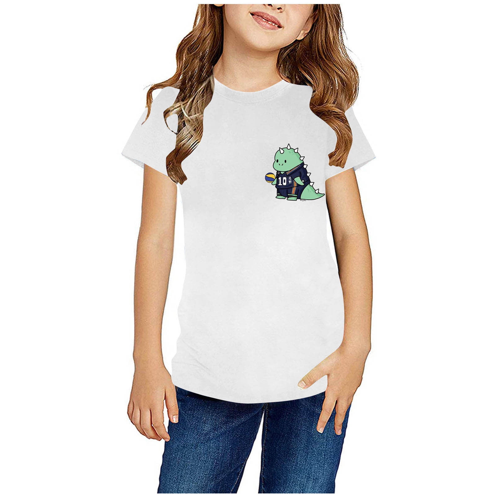CLEARANCE Girls Clothes UKLSQMA Shirts For Kids Short Sleeve Graphic T Shirt Round Neck Crop Top For 3 14 Years Girls And Boy T Shirt Tee