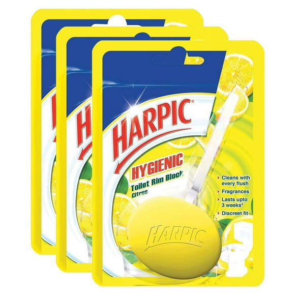 Harpic Hygienic Toilet Cleaner Rim Block, Citrus 26gm Pack of 3