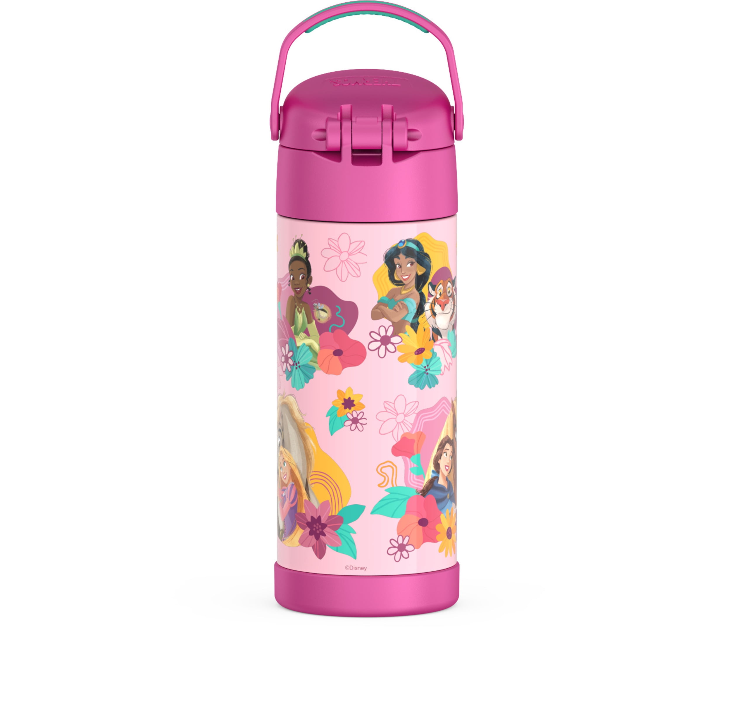 Thermos FUNtainer Vacuum Insulated Stainless Steel Bottle with Covered Straw, Princess, 14oz for Kids