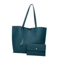 thumbnail image 4 of del monedero del totalizador del cuero de la PU de las mujeres, bolsos del hobo de la taleguilla del hombro de la manija para las muc azul, 4 of 8