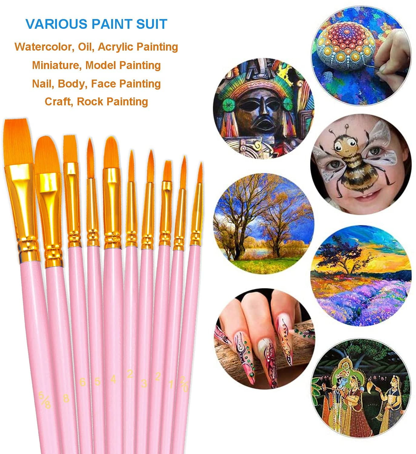 Paint Brush Set, 6 Pack 60 / Pcs Paint Brushes for Acrylic Painting, Water  Color Paintbrushes for Kids, Easter Egg Painting Brush, Face Paint Brushes  for Halloween, Small Art Brush for Model