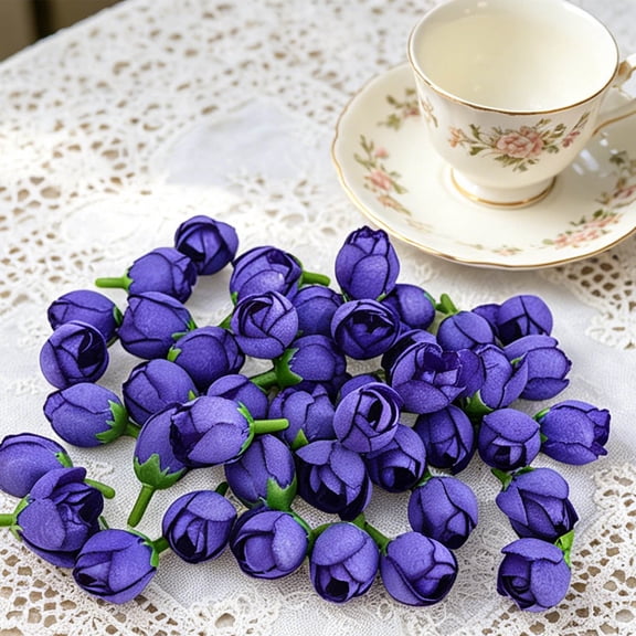 1Pc Artificial Silk Flower Heads for Decoration,Small Rose Buds,Flower Heads in for Crafts Carnation Peony Artificial Rose Flower Heads European Wedding Decoration DIY Accessories Flowers,Dark Purple
