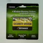 Defender SP100-ST 4 Pack of Window Warning Stickers with UV Fade Protection (Black)