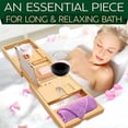 thumbnail image 6 of SereneLife Luxury Bamboo Bathtub Caddy, Extendable & Adjustable Tray W/ Device/Book Holder, Natural, 6 of 8
