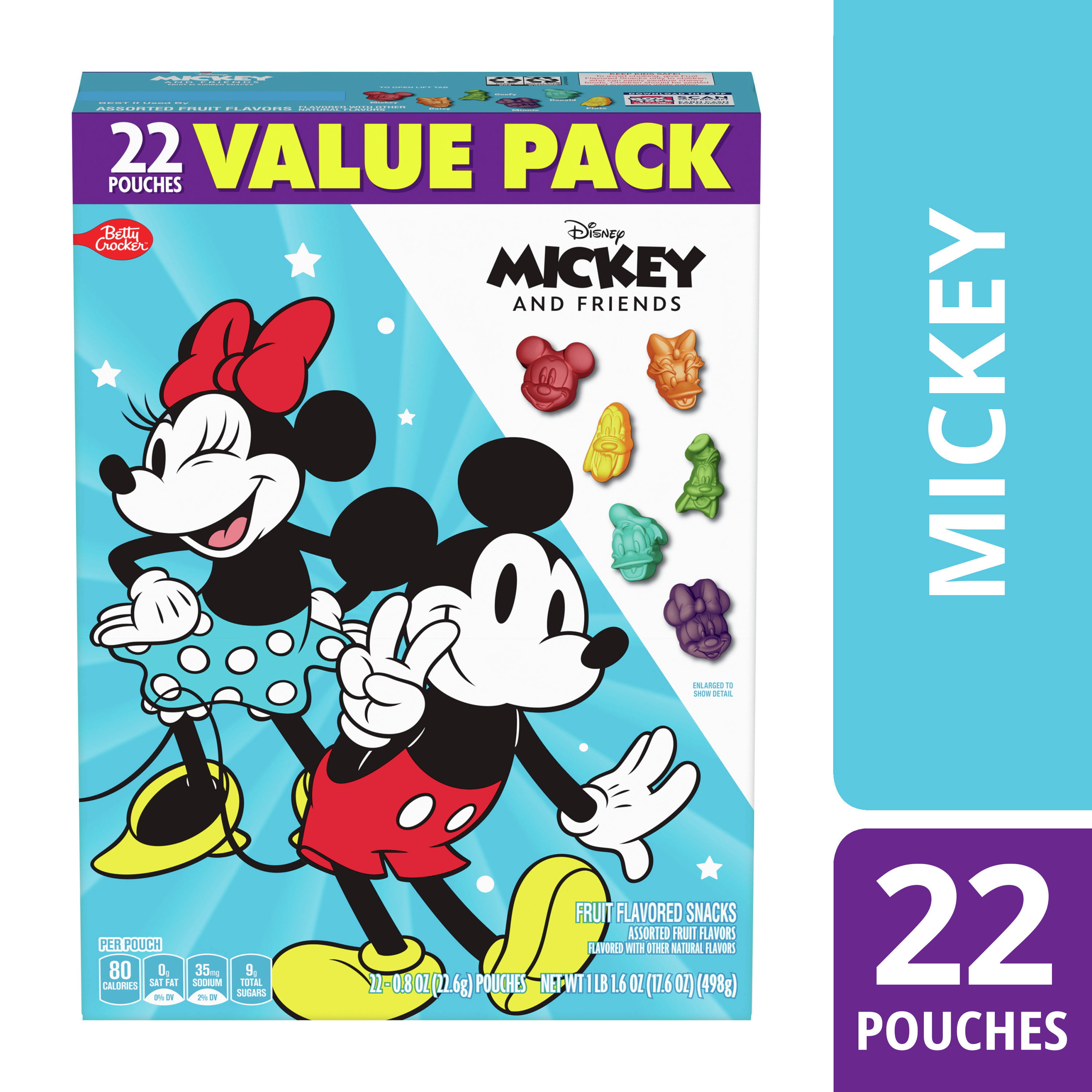 Micky & Friends Fruit Flavored Snacks, Treat Pouches, Value Pack, 22 ct