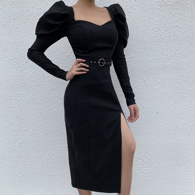 Eccomum Women Dress V Neck Long Puff Sleeve High Split Metal Buckle Belt Maxi Gown Elegant Partywear One Piece Walmart Com Walmart Com Eccomum Women Dress V Neck Long Puff Sleeve High Split Metal Buckle Belt Maxi Gown Elegant Partywear One Piece Walmart Com Walmart Com