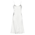 thumbnail image 2 of TaTaai Satin Slip Nightie for Women, V-Neck Sleeveless Summer Sleep Dress, Solid Color Slit Loungewear, Casual Pajama Nightgown Gift, 2 of 8