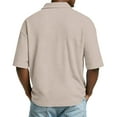 thumbnail image 5 of Dwellite Waffle Short Sleeve Men Polo Shirts Casual Big and Tall Fashion Collared Shirt Solid Color Golf Pullovers Khaki 4XL, 5 of 8