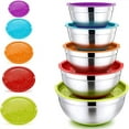 thumbnail image 1 of Ensemble de 5 Couvercles Hermétiques, Bols à Mélanger en Acier Inoxydable avec Fond Antidérapant, Acier Durable pour une Performance Durable, Design Emboîtable pour un Rangement Peu Encombrant, Multicolore, Facile, 1 of 5