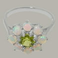 thumbnail image 5 of LBG British Made Spectacular 14k White Gold Natural Peridot & Opal Womens Promise Ring - 33 size options - Size 10.5, 5 of 6