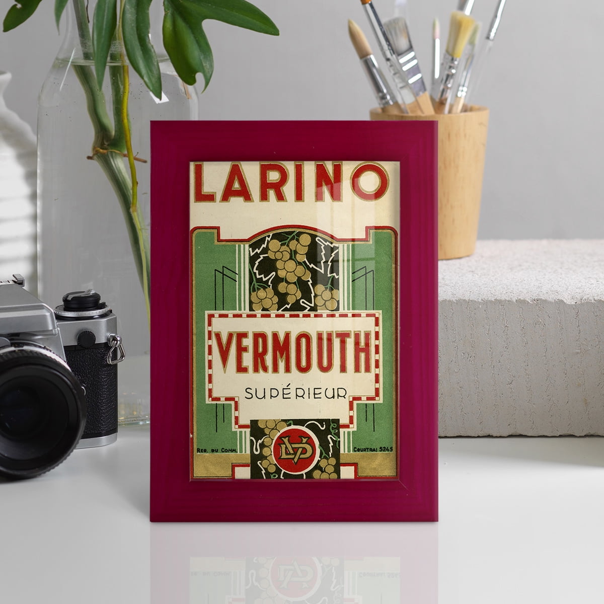 Larino Vermouth -Framed Print w/glass-Cherry Red