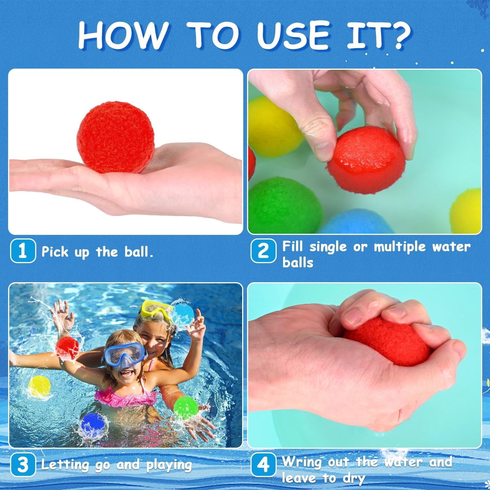 Trianu 100Pcs Reusable Water Balloons, Soaker Water Balls Outdoor Toys for Pool Water Toys, Rightness Beach Ball for 3+ Years, Multicolor