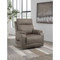 thumbnail image 2 of Signature Design by Ashley Crestmeade Power Lift Recliner Chair with Heat, Massage, USB Charging - Fossil Gray Faux Leather Electric Lift Chair, 2 of 9