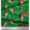 thumbnail image 3 of Soimoi Green polyester Crepe Fabric Kangaroo & Giraffe Animal Print Sewing Fabric Yard 42 Inch Wide, 3 of 3
