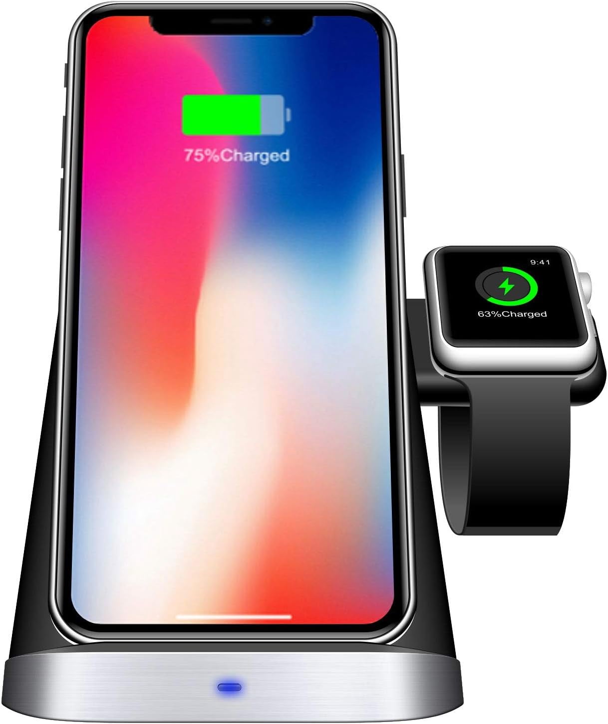 Thunderb 3 in 1 Wireless Charger Station for iPhone, Apple Watch, and Airpods 1 & 2 (Black)