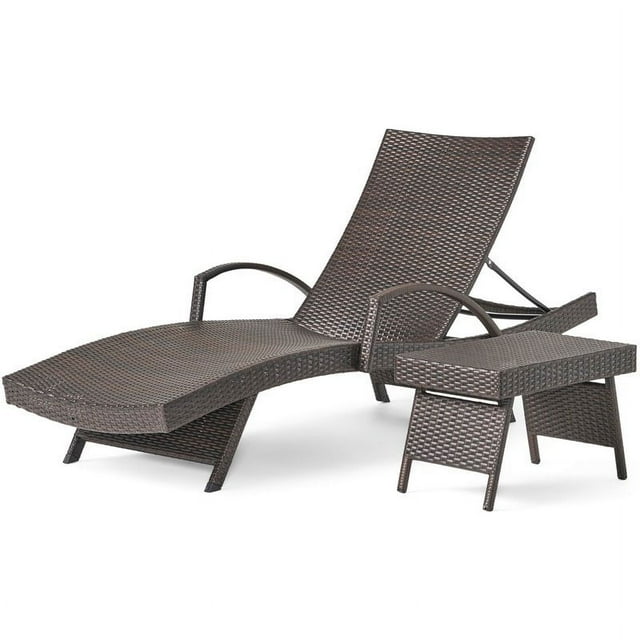 Noble House Salem Outdoor Wicker Adjustable Chaise Lounge with Arms