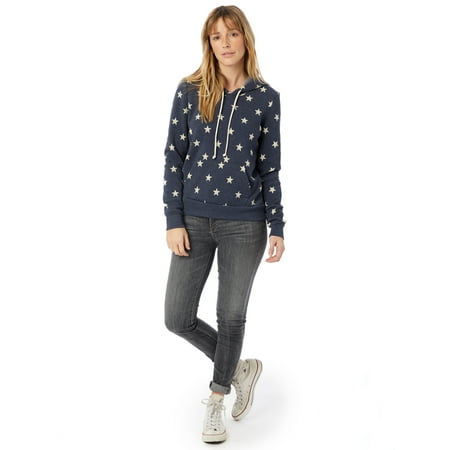 Alternative Women's Printed Eco-Fleece Hoodie, Navy with White Stars XL