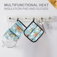 thumbnail image 4 of Yayeee Oven Mitts and Pot Holder Set of 2 Heat Resistant Kitchen Gloves Baking Hot Pad, Cartoon Train Pattern, 4 of 5