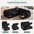 thumbnail image 3 of Marrber U-Shaped Sectional Sofa with Pull Out Bed and Storage, Modern Convertible Sleeper Sectional for Living Room, Apartment, Includes 2 Chaise Lounges, Black Velvet Fabric, 3 of 8