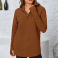 thumbnail image 6 of Women's Quarter Zipper Long Sleeve Loose Ribbed Knit Sweater with Thumbhole, 6 of 9