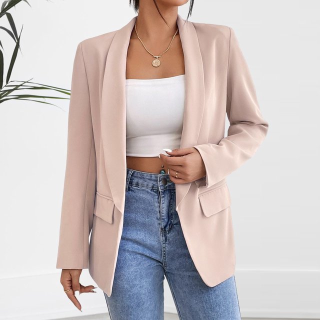 Blazer de manga larga con cuello de solapa Chaquetas clásicas de oficina para mujer Traje diario