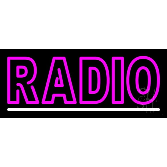 Radio LED Neon Sign 6 x 15 - inches, Clear Edge Cut Acrylic Backing, with Dimmer - Bright and Premium built indoor LED Neon Sign for Computer & Electronics store decor.