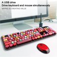 thumbnail image 3 of Seitruly Teclado de juego USB inalámbrico Color mezclado tecla redonda Panel de plástico teclado de teléfono móvil tapa de llave desmontable teclado Juegos de teclado y mouse para computadora No.1, 3 of 6