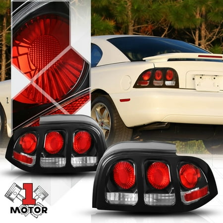 Black/Clear *EURO ALTEZZA* Tail Light Rear Brake Lamp for 94-98 Ford Mustang 95 96 97