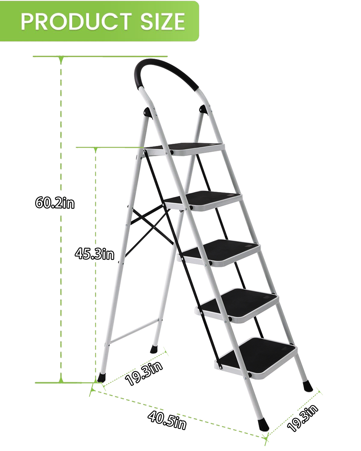 Upgo 5-Step Folding Ladder, White Steel photo 5