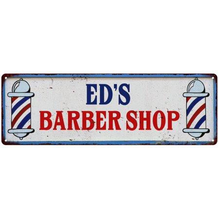 Ed S Barber Shop Hair Salon Personalized Metal Sign Retro 6x18