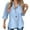 Blue29982, variant on Womens Solid Color Button Down Blouse Casual Three Quarter Sleeve Turn Down Collar Shirt With Contrast Buttons For Daily Wear White M