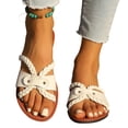 thumbnail image 3 of HomeDM Women's Flats Sandals Open Toe Slip On Dressy Strappy Slide Sandals for Summer Beach, White Size 6.5, 3 of 9