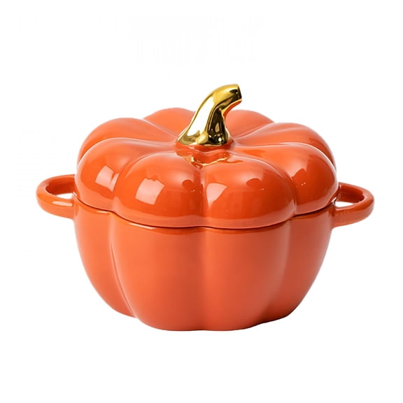 BPPEG Dutch Oven Pot with Lid,Pumpkin Pottery Dessert Saucepan,Covered Dutch Oven Ceramic Stockpot,Pumpkin-Shaped Casserole Pumpkin Pot