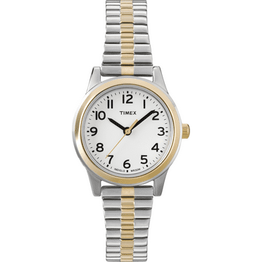Timex Women's Easy Reader Two-Tone/White 30mm Casual Watch, Tapered  Expansion Band