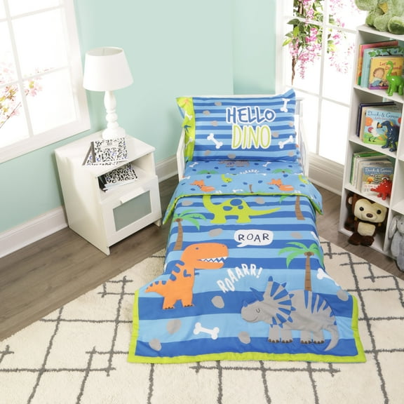 Everyday Kids 4 Piece Dinosaurs Toddler Bedding Set